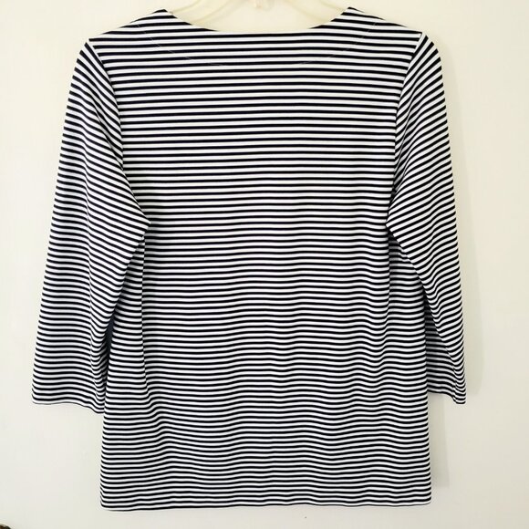 Boden Nautical Top Size MEDIUM US 10 Stripes 3/4-Sleeve Ponte Pullover - Picture 4 of 8